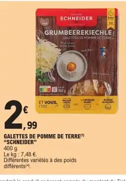 E.Leclerc SCHNEIDER Galettes de pomme de terre offre