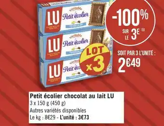 Géant Casino Lu petit écolier chocolat au lait offre