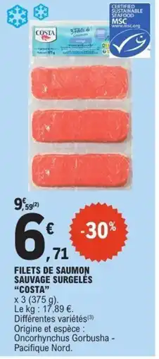 E.Leclerc COSTA Filets de saumon sauvage surgelés offre