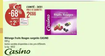 Géant Casino Casino mélange fruits rouges surgelés offre