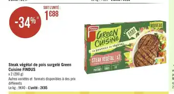 Géant Casino Findus steak végétal de pois surgelé green cuisine offre