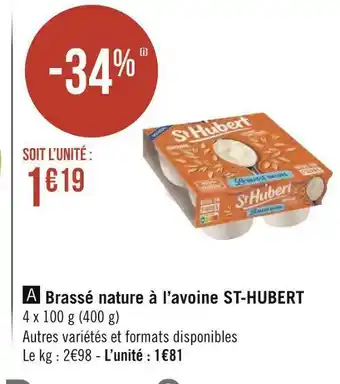 Géant Casino St-hubert brassé nature à l’avoine offre