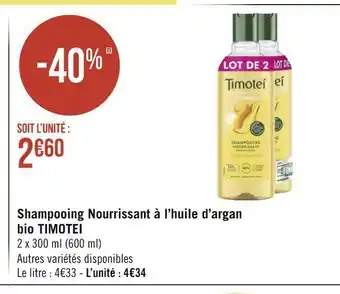 Timotei shampooing nourrissant à l’huile d’argan bio