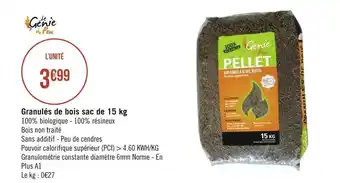 Géant Casino Le génie du feu granulés de bois sac de 15 kg offre