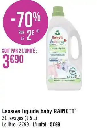 Géant Casino Rainett lessive liquide baby* offre