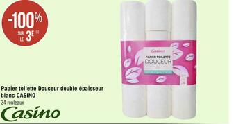 Géant Casino Casino papier toilette douceur double épaisseur blanc offre