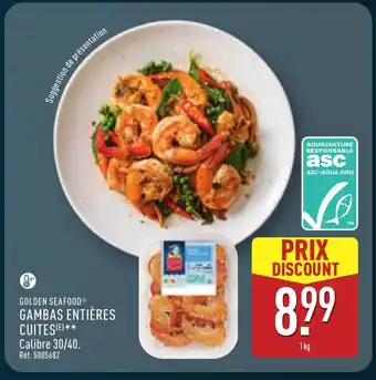 ALDI GOLDEN SEAFOOD Gambas entières cuites offre