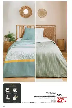 Super U Parure housse de couette zippée + 2 taies d'oreiller offre