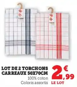 Super U Lot de 2 torchons carreaux offre