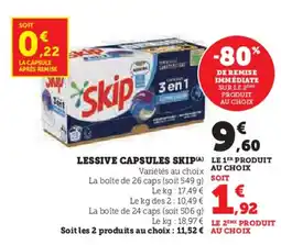 Super U Lessive capsules skip offre