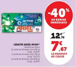 Super U Lessive ariel pods offre