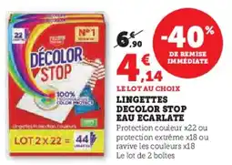 Super U Lingettes decolor stop eau ecarlate offre