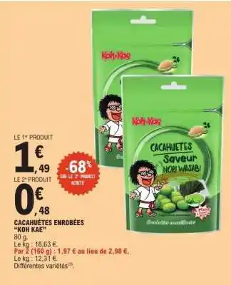E.Leclerc CACAHUÈTES ENROBÉES “KOH KAE” offre