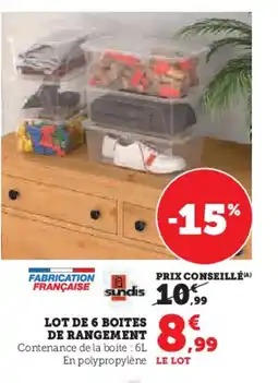 Super U Lot de 6 boites de rangement offre