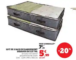 Super U Lot de 2 sacs de rangement dessous de lit offre