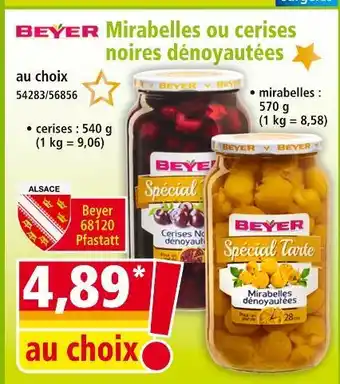 Norma Beyer mirabelles ou cerises noires dénoyautées offre