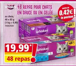 Norma Whiskas 48 repas pour chats en sauce ou en gelée offre