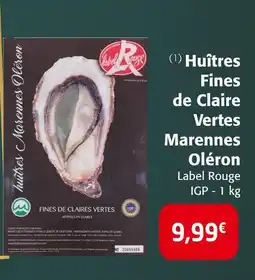 Colruyt Huîtres fines de claire vertes marennes oléron offre