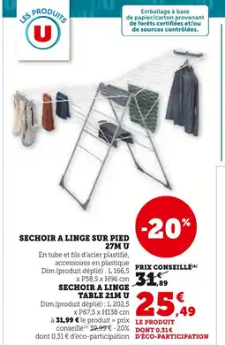 U Express U sechoir à linge sur pied 27m offre