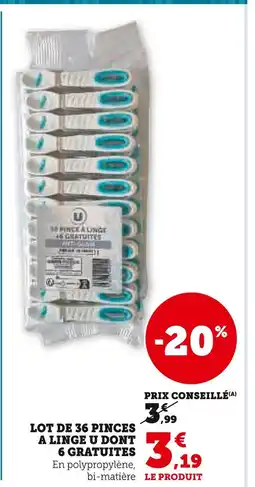 U Express U lot de 36 pinces à linge dont 6 gratuites offre