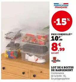 U Express Sundis lot de 6 boîtes de rangement offre