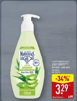 ALDI Le petit marseillais lait corps apaisant aloe vera bio offre
