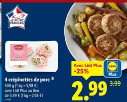 Lidl 4 crépinettes de porc offre