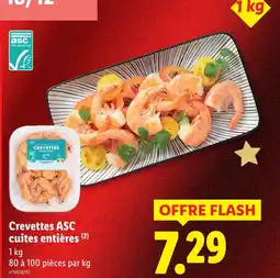 Lidl Crevettes asc cuites entières offre