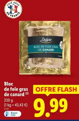 Lidl Deluxe bloc de foie gras de canard offre