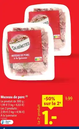 Lidl Saladinettes museau de porc offre
