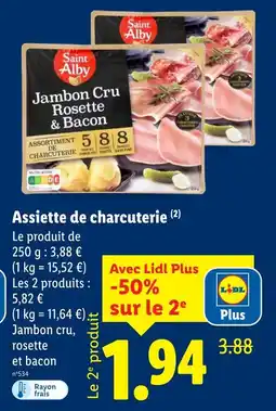 Lidl Saint alby jambon cru rosette & bacon offre