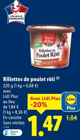 Lidl Saint alby rillettes de poulet rôti offre