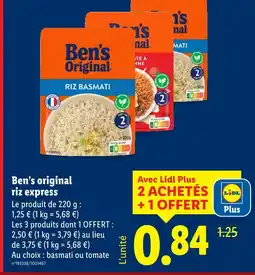 Lidl Ben's original riz express offre