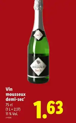Lidl Alliance vin mousseux demi-sec offre