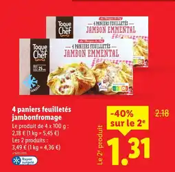 Lidl Toque du chef 4 paniers feuilletés jambonfromage offre