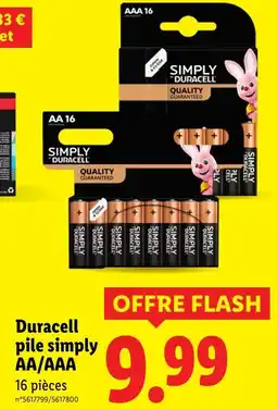 Lidl Duracell pile simply aa/aaa offre