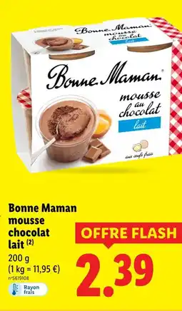 Lidl Bonne maman mousse chocolat lait offre