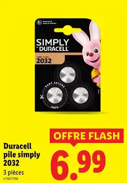 Lidl Duracell pile simply 2032 offre