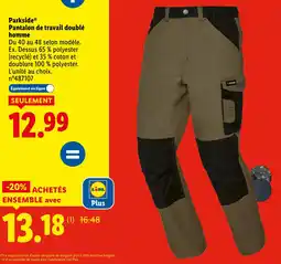 Lidl Parkside pantalon de travail doublé homme offre