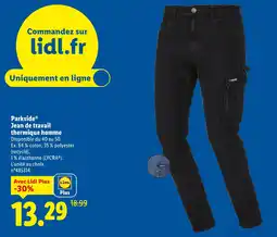 Lidl Parkside jean de travail thermique homme offre