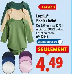 Lidl Lupilu bodies bébé offre