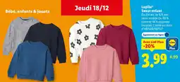 Lidl Lupilu sweat enfant offre