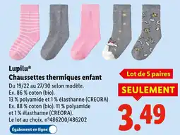 Lidl Lupilu chaussettes thermiques enfant offre