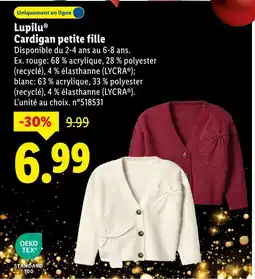 Lidl Lupilu cardigan petite fille rouge offre