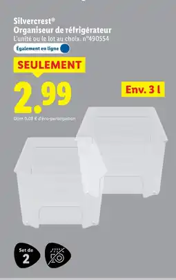 Lidl Silvercrest organiseur de réfrigérateur offre