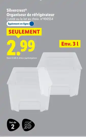 Lidl Silvercrest organiseur de réfrigérateur offre