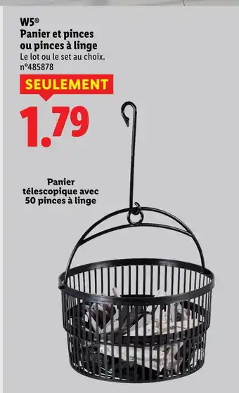 Lidl W5 panier et pinces ou pinces à linge offre