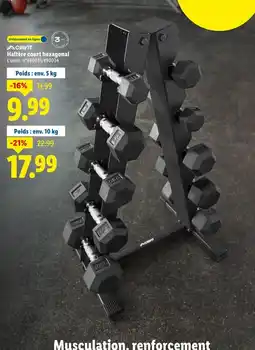 Lidl Crivit haltère court hexagonal offre