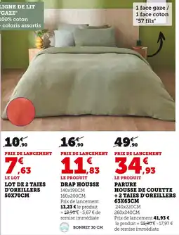 Super U Lot de 2 taies d'oreillers offre