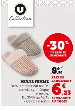 Super U U collection mules femme offre